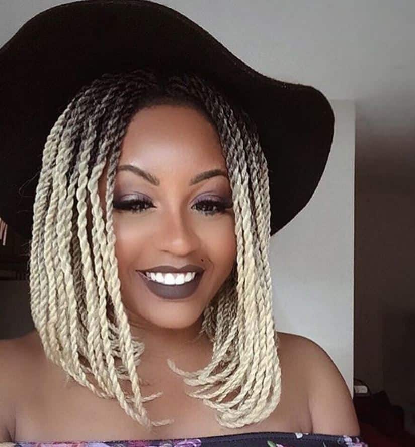 rope twisted blonde hair with dark roots