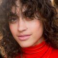 wet curly layered haircuts with bangs