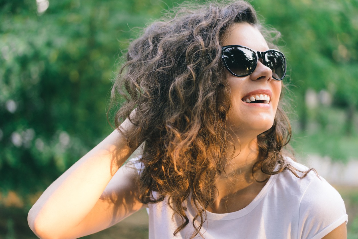 short haircuts for curly hair: ash brown hair