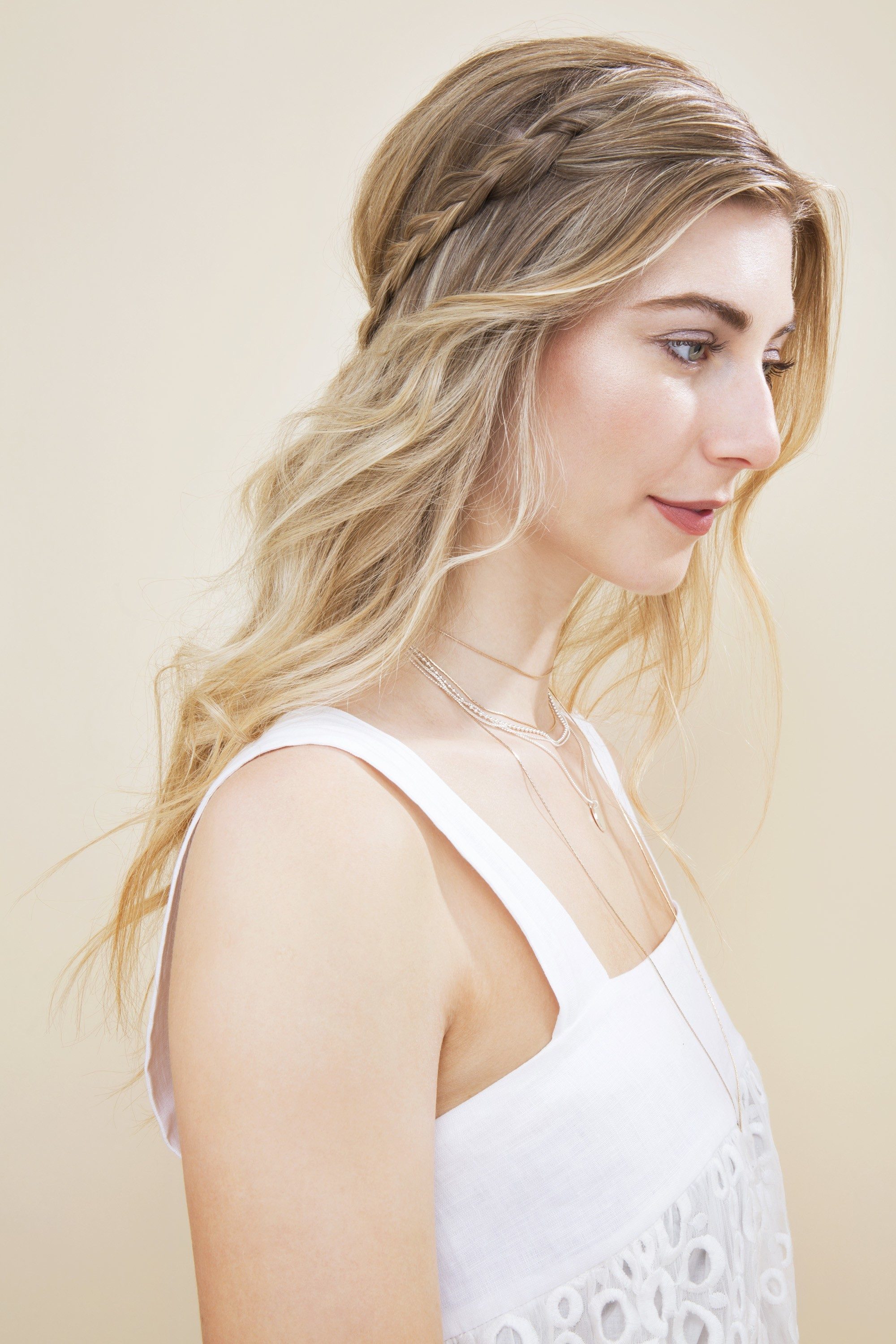 beach wave braid half up half down wedding hairstyles