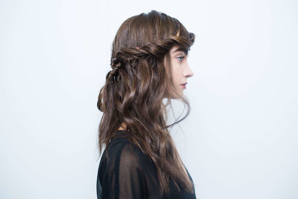 crown twists half up half down wedding hairstyles