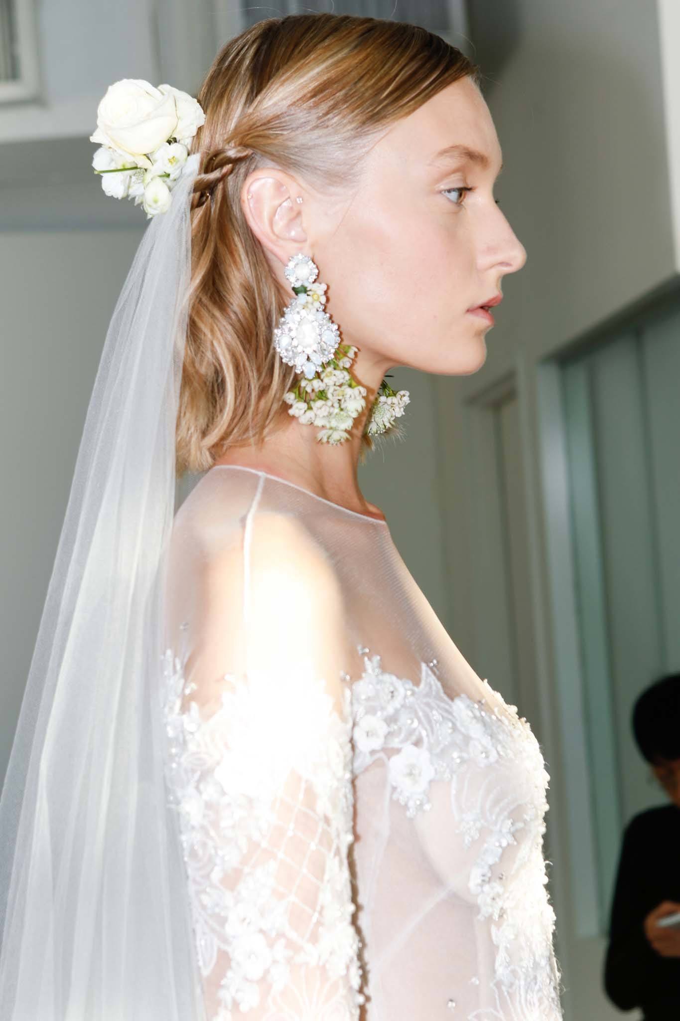 rope twists with veil half up half down wedding hairstyles