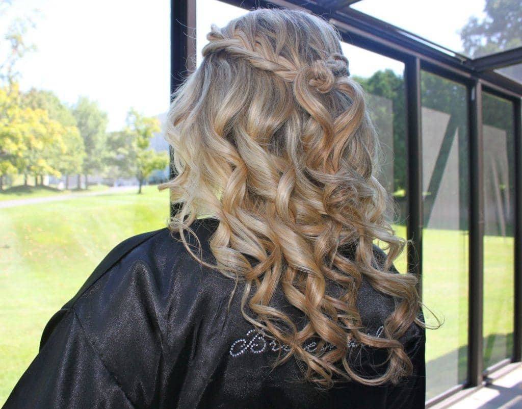 waterfall knot half up half down wedding hairstyles