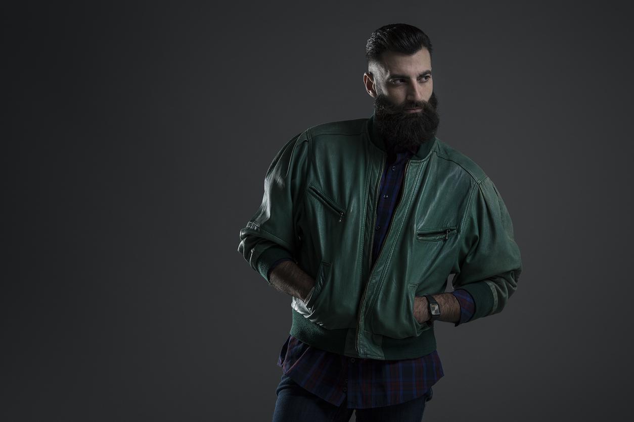 shaven with beard slicked back undercut