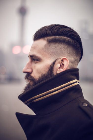 classic hard part haircut dark brown classic hard part