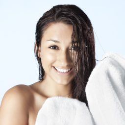 best shampoo brunette wet hair towel