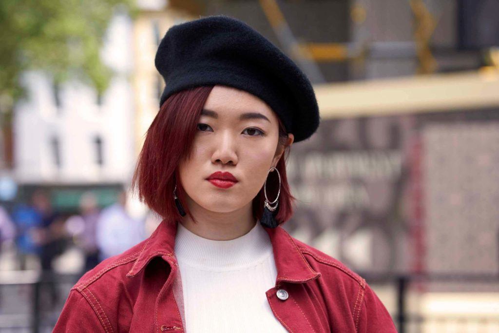 burgundy lob Korean short hairstyles