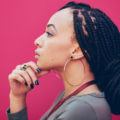 block braids: medium bun