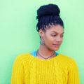 block braids top knot