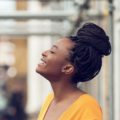 micro braids top knot bun