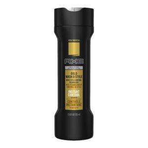 axe gold wash and style shampoo front view