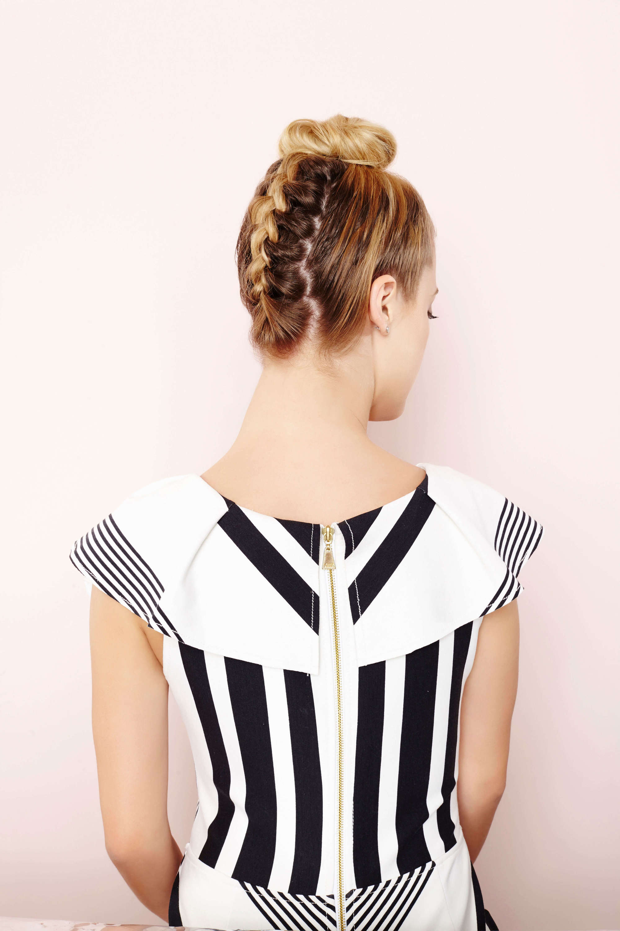 under braid hairstyles french under braid and ballerina bun