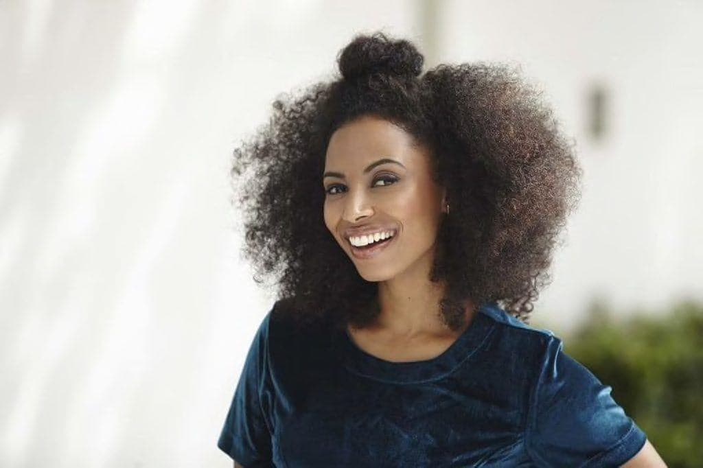 afro hair care: half up