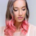 grey ombre hair reverse pink curled