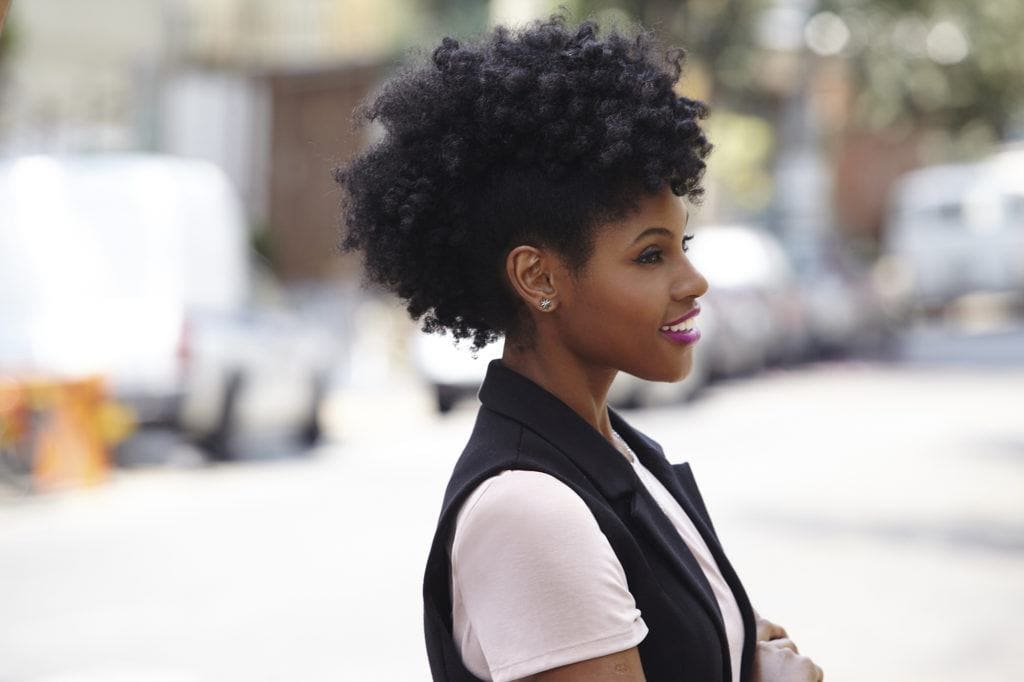 Natural Curly Fade Mohawk Hairstyle for Women - thirstyroots.com: Black  Hairstyles