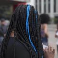 afro braids: blue streak