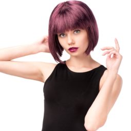 red violet hair color straight bob