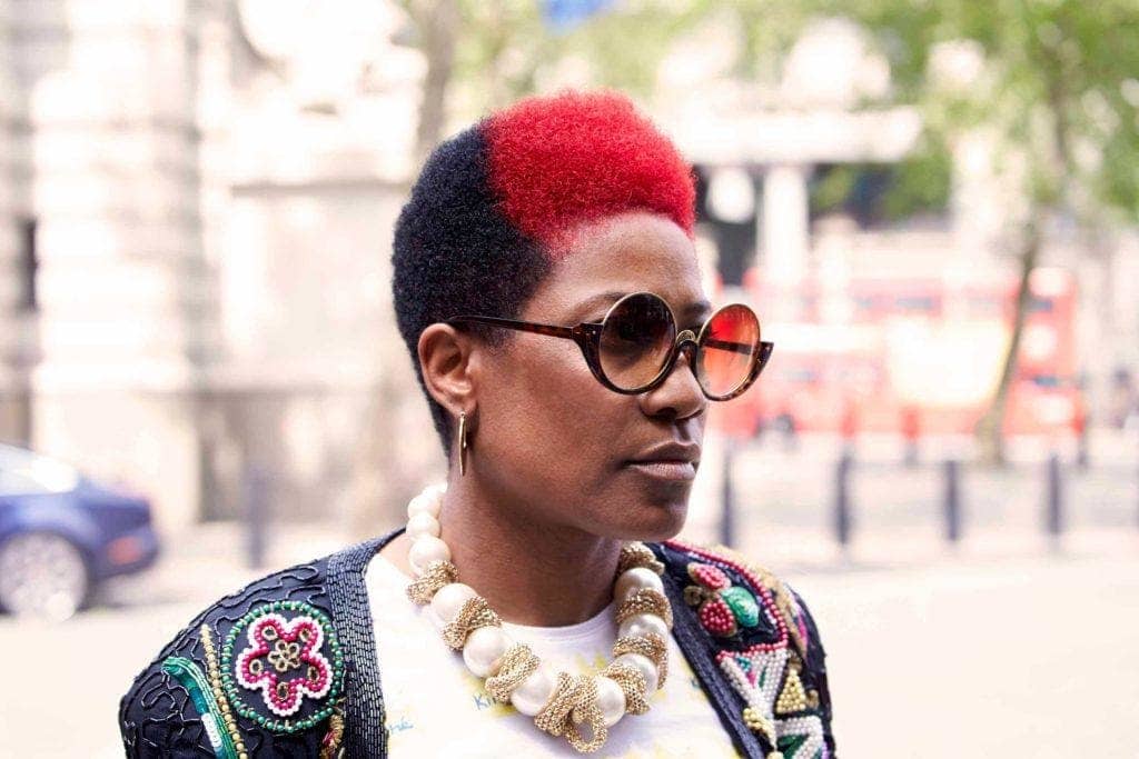 short red hairstyles color block afro
