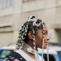 bantu knots on weave: box braids