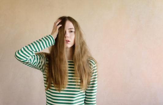 unruly hair girl with bad hair