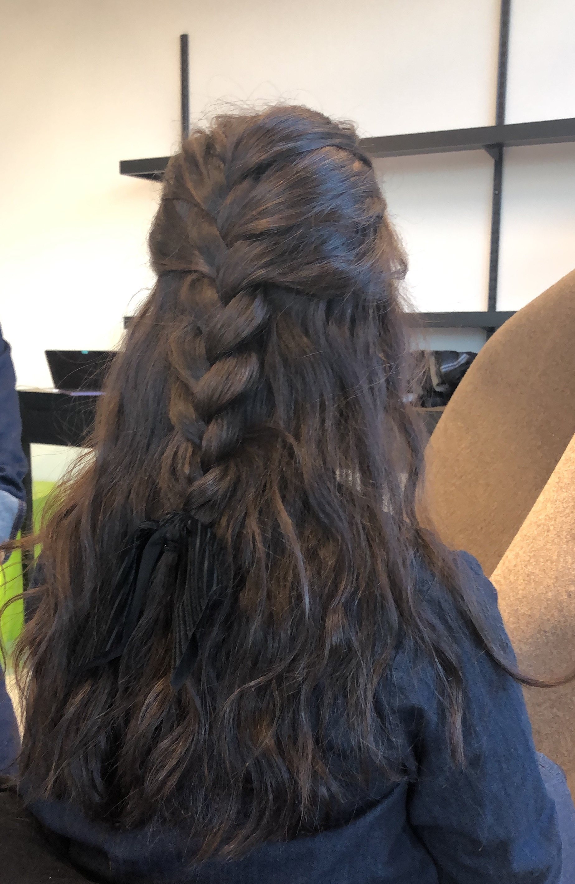 day to night looks half up braid bow brunette