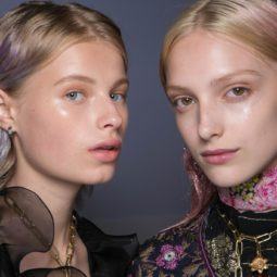 two female fashion model with their ombre hairstyle closeup look