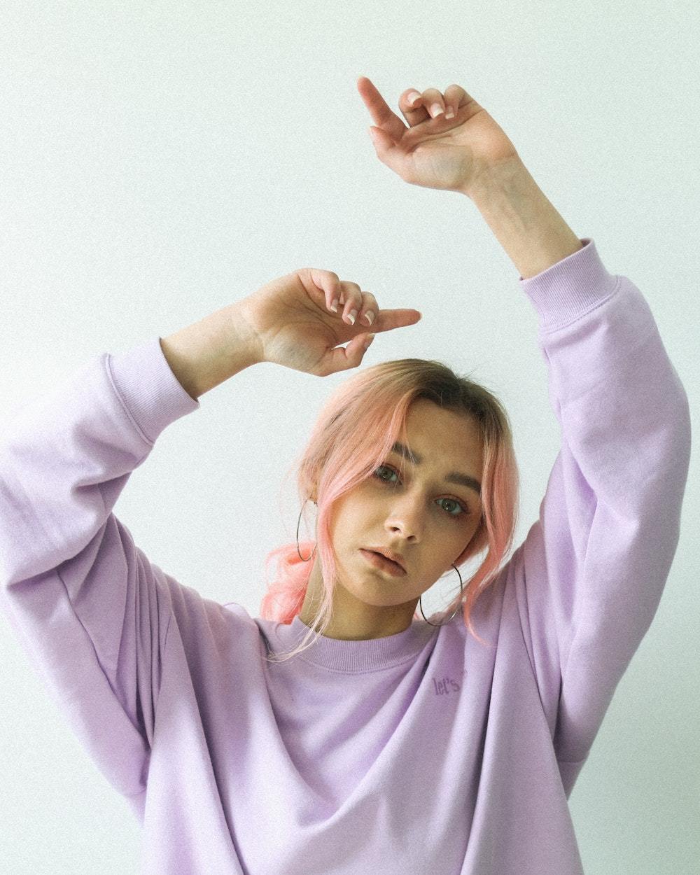 two tone hair millennial pink