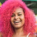 hot pink hair afro