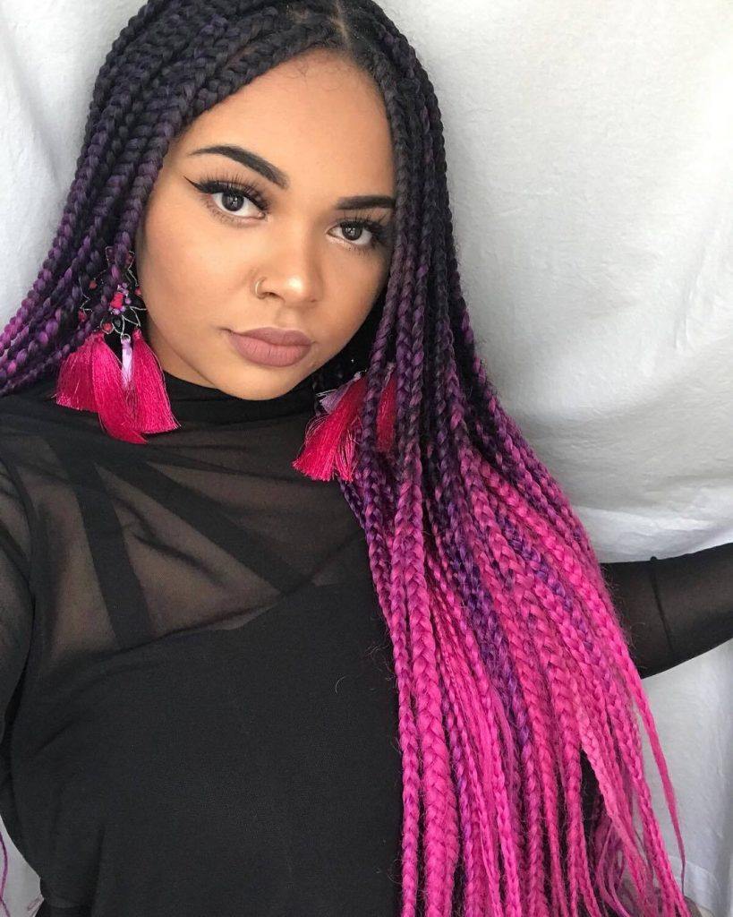 box braids on natural hair pink ombre