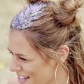 festival hair ideas glitter space buns
