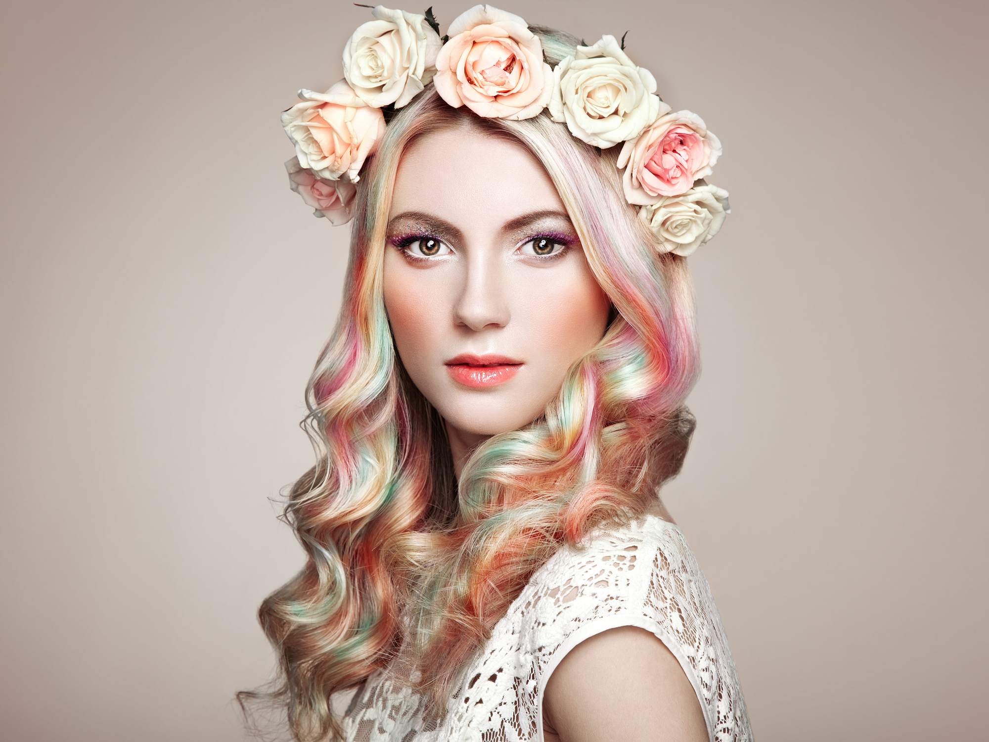 tie dye hair pastels flower crown