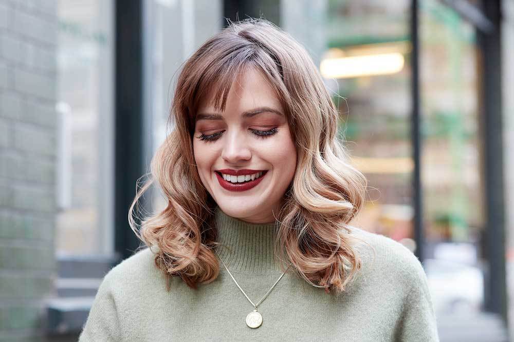 bangs for round face side swept