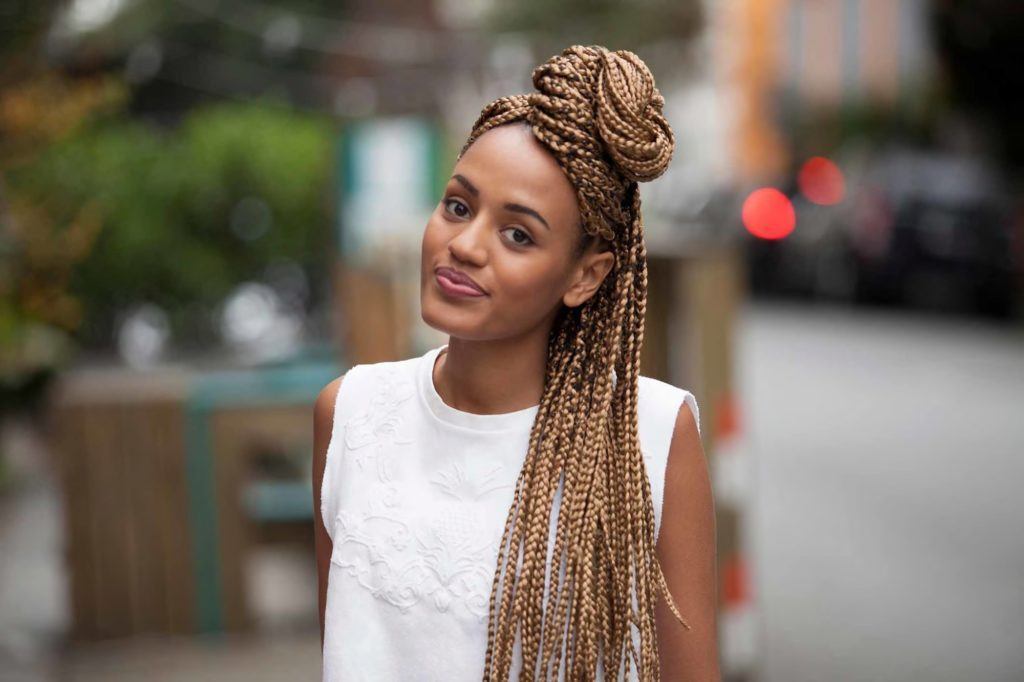 most popular hairstyles box braids half-updo