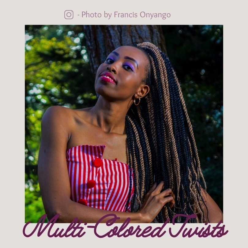 girl with multi colored twists