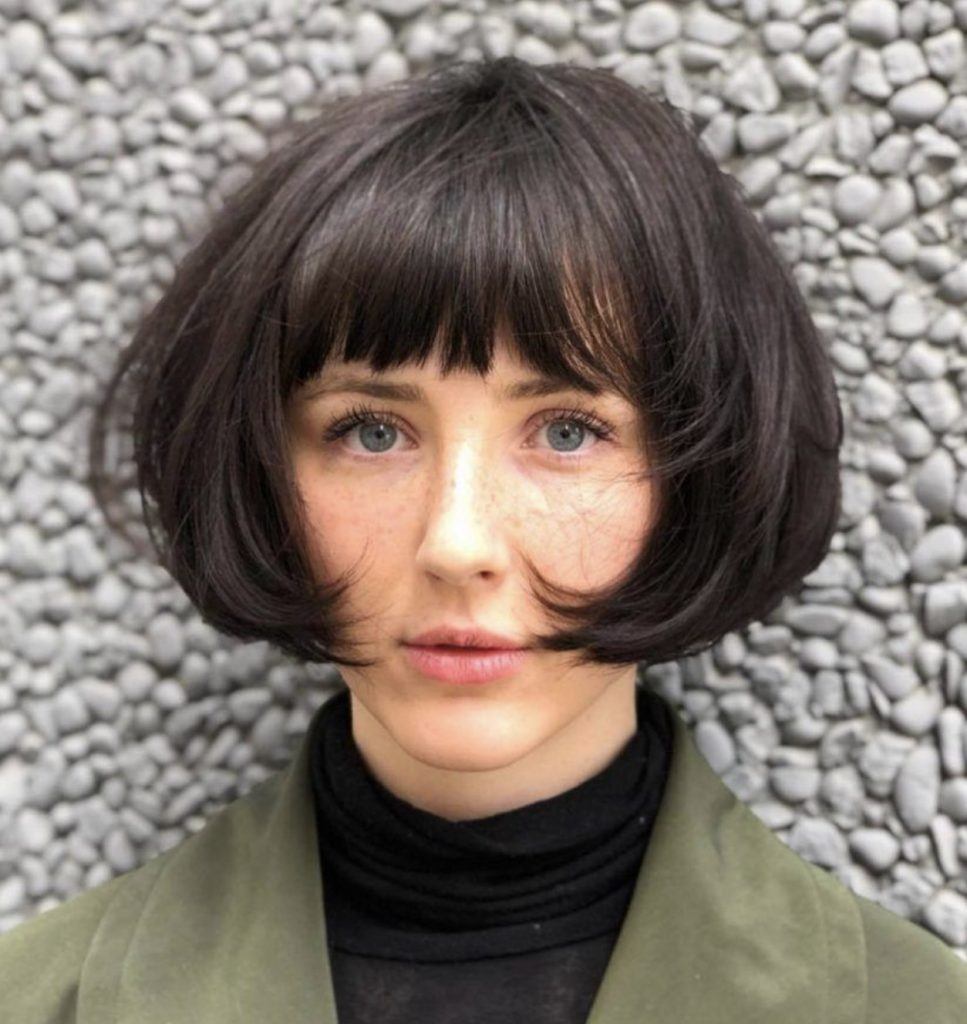 girl with jawbone length bob