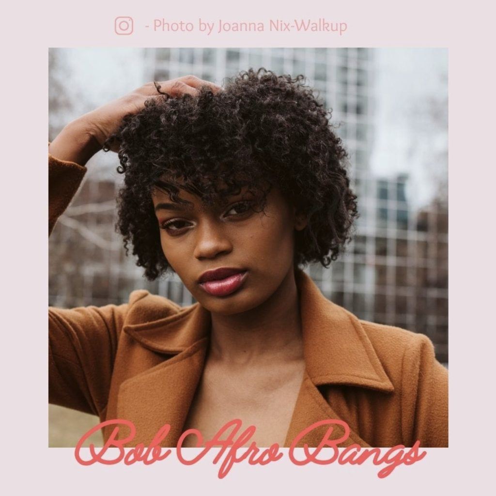 girl with natural hair bob side part