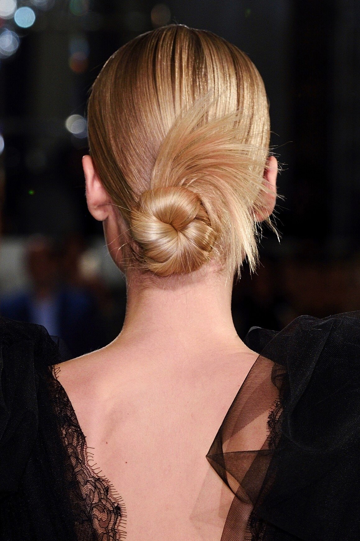 spiky bun on blonde hair