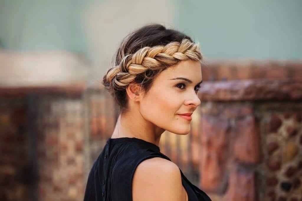 Brown to Blonde Ombré with halo braid