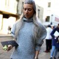 steel blonde half up