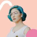 blue balayage wavy layered bob