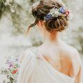 bun wedding hair styles floral