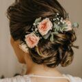bun wedding hair styles floral