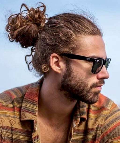 man bun curly