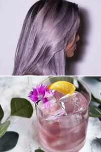 Purple cocktail-themed hair