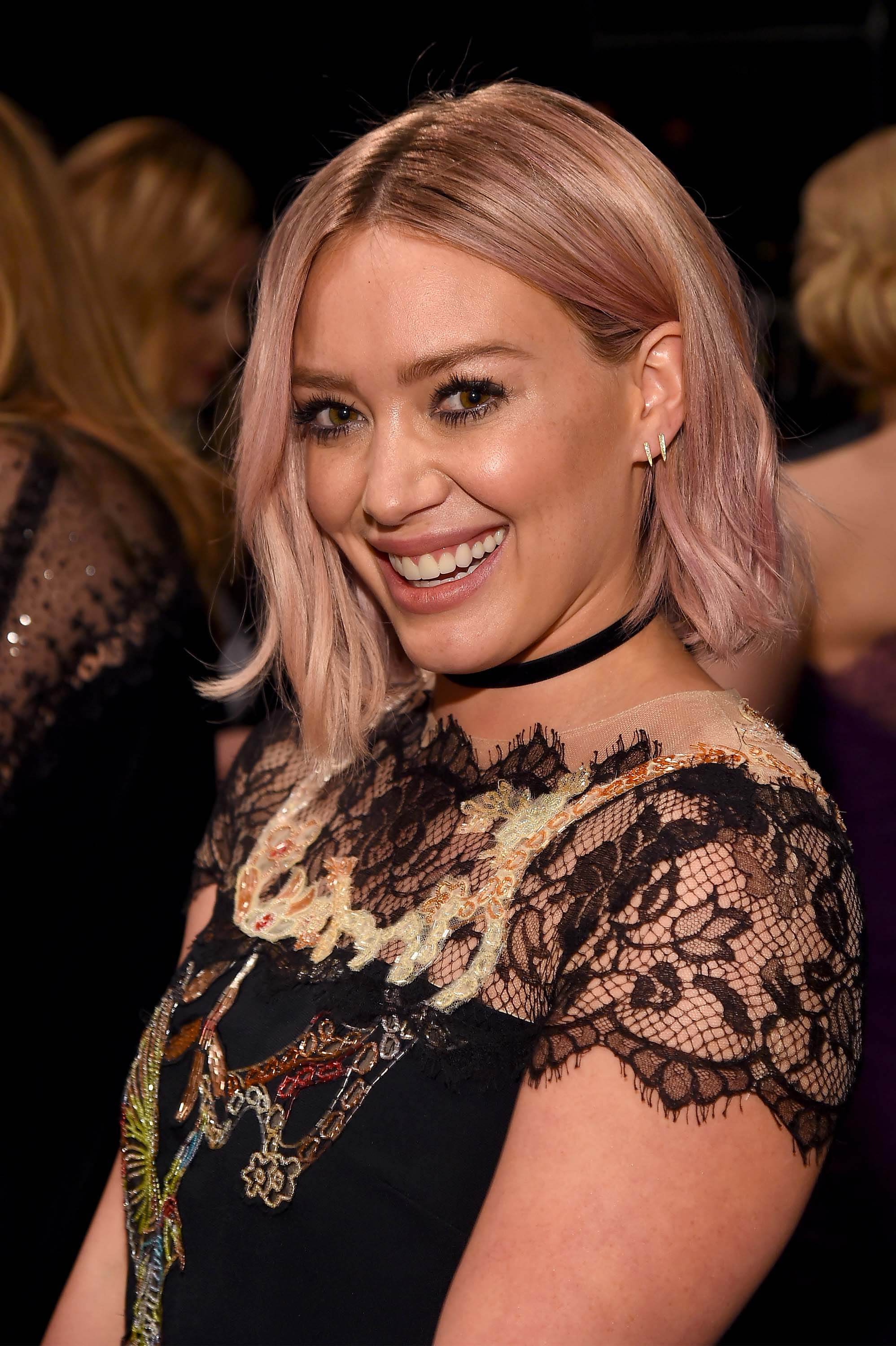 Hilary Duff lavendar dip dye balayage