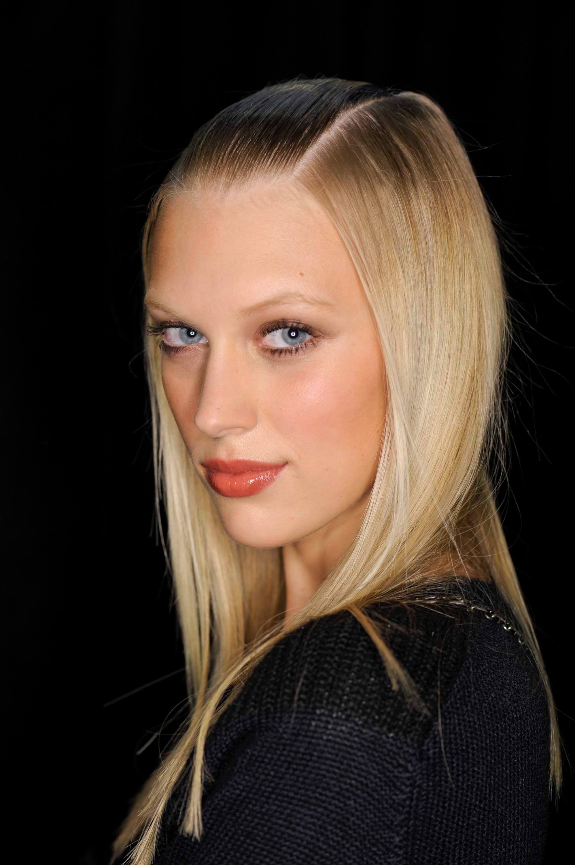 straight blonde hair with a flat iron