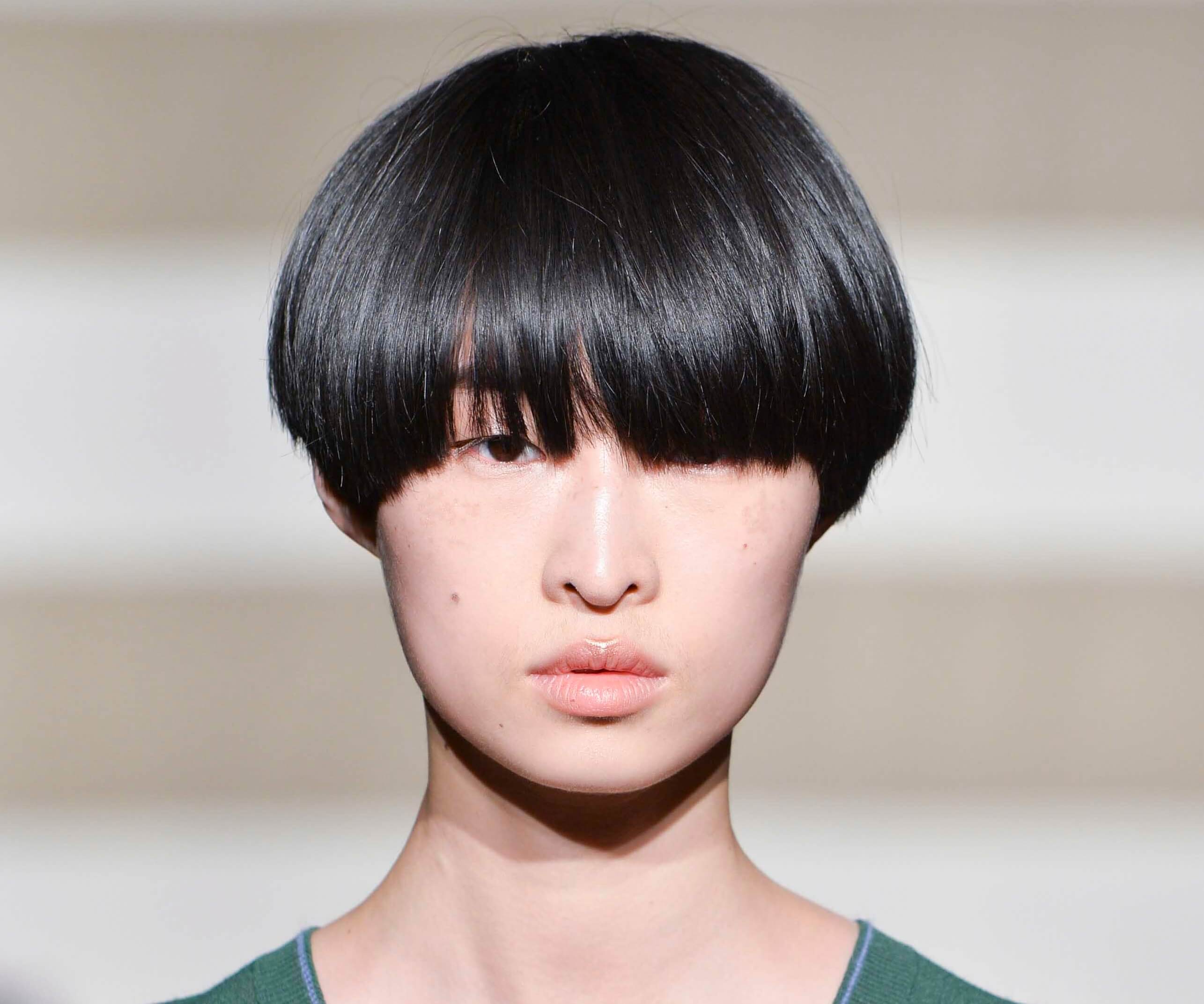 Very short hairstyles for women: Asian woman with a bowl haircut