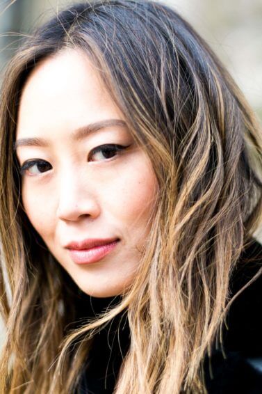 Asian women's brown hair highlights