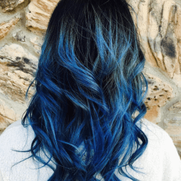 dark hair with blue ombre