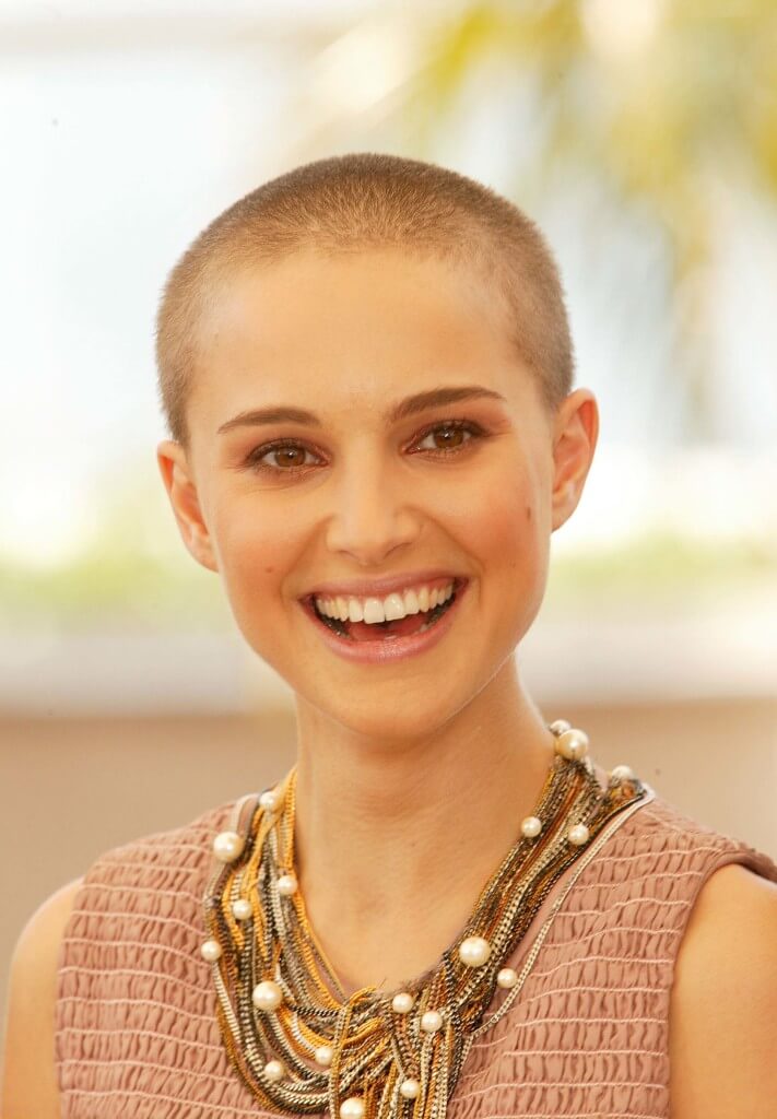 classy short hairstyles: buzz cut short hairstyle natalie portman